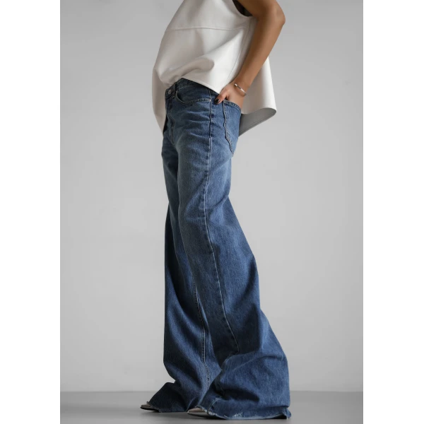 The Frankie Shop Cromer Jeans - Medium Wash - Oversized Minimalist Pants in Blue - Shop at Luxury Shoes 
