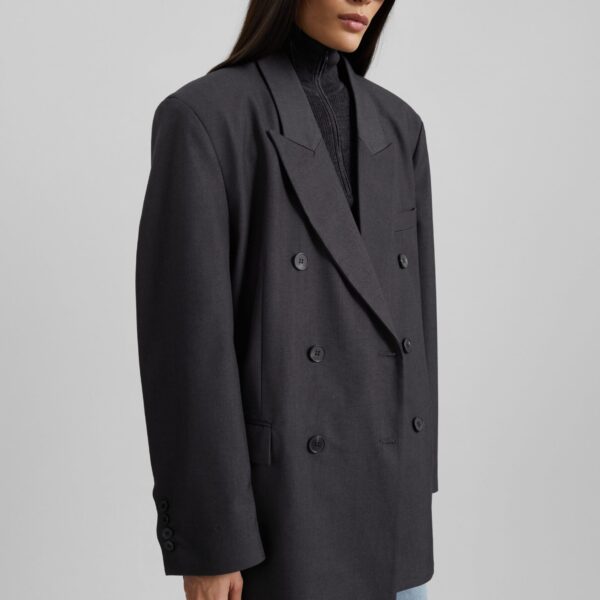 The Frankie Shop Daroca Double-Breasted Blazer – Charcoal, view 2