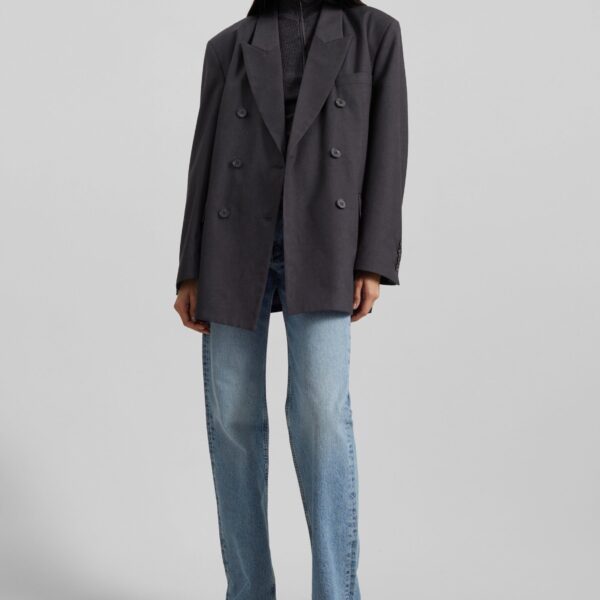 The Frankie Shop Daroca Double-Breasted Blazer – Charcoal, view 5