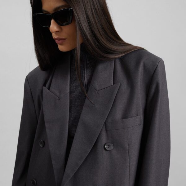 The Frankie Shop Daroca Double-Breasted Blazer – Charcoal, view 6