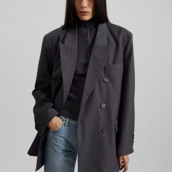 The Frankie Shop Daroca Double-Breasted Blazer – Charcoal, view 7