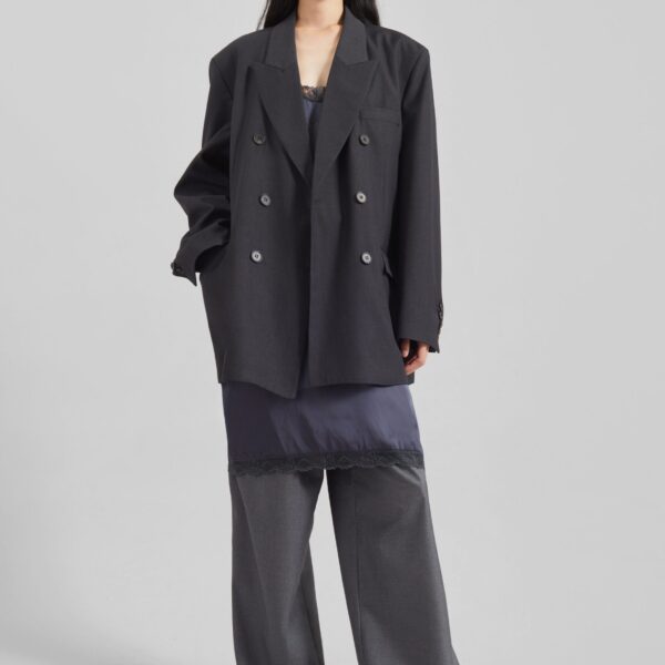 The Frankie Shop Daroca Double-Breasted Blazer – Charcoal, view 8