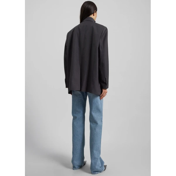 The Frankie Shop Daroca Double-Breasted Blazer - Charcoal - Oversized Minimalist Jackets in Grey - Shop at Luxury Shoes 