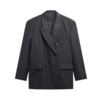 The Frankie Shop Daroca Double-Breasted Blazer - Charcoal - Oversized Minimalist Jackets in Grey - Shop at Luxury Shoes 