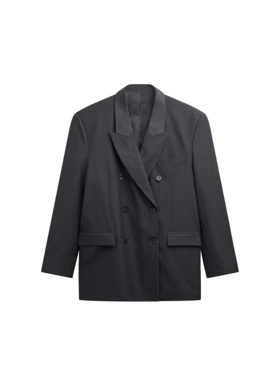 The Frankie Shop Daroca Double-Breasted Blazer - Charcoal - Oversized Minimalist Jackets in Grey - Shop at Luxury Shoes 
