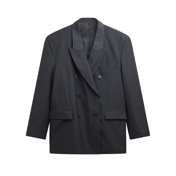 The Frankie Shop Daroca Double-Breasted Blazer – Charcoal