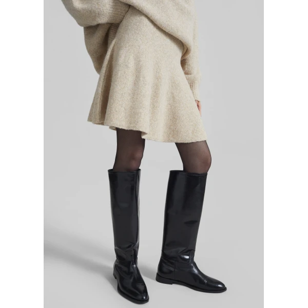 The Frankie Shop Dienne Knit Mini Skirt - Beige - Oversized Minimalist Skirts in Beige - Shop at Luxury Shoes 