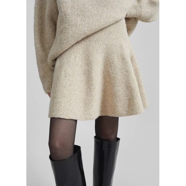 The Frankie Shop Dienne Knit Mini Skirt - Beige - Oversized Minimalist Skirts in Beige - Shop at Luxury Shoes 