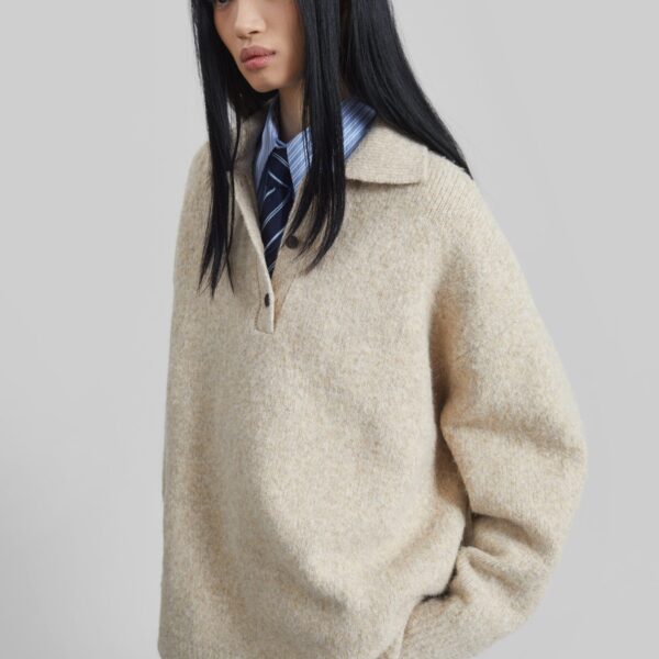 The Frankie Shop Dienne Polo Sweater – Beige, view 5