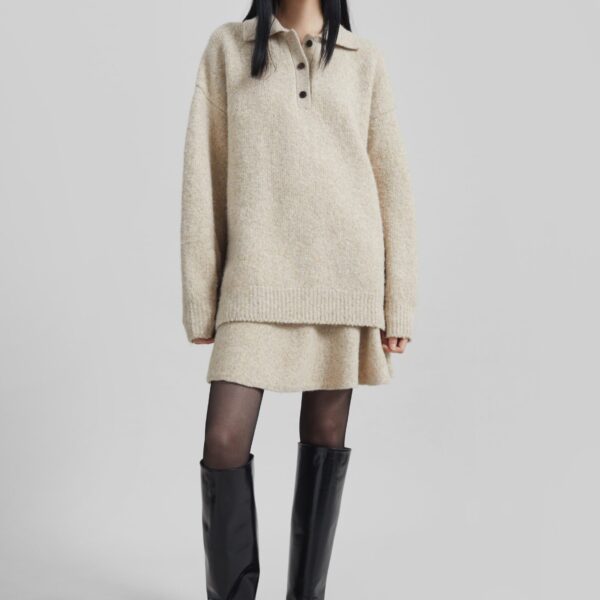 The Frankie Shop Dienne Polo Sweater – Beige, view 8