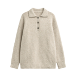 The Frankie Shop Dienne Polo Sweater - Beige - Oversized Minimalist Knitwear in Beige - Shop at Luxury Shoes 