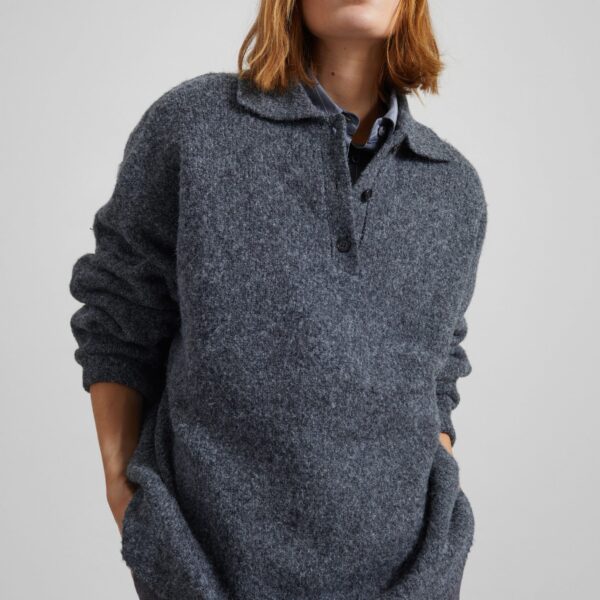 The Frankie Shop Dienne Polo Sweater – Grey, view 4