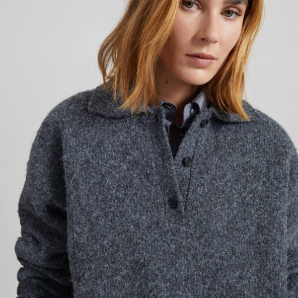The Frankie Shop Dienne Polo Sweater – Grey, view 5