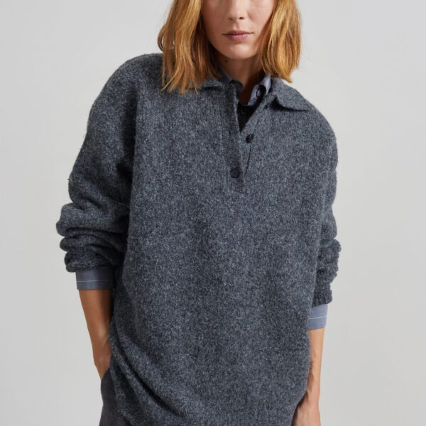The Frankie Shop Dienne Polo Sweater – Grey, view 8
