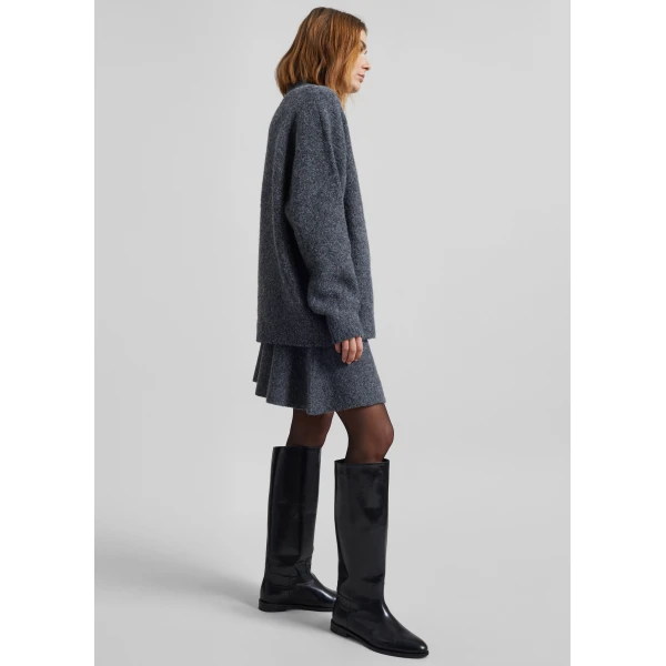 The Frankie Shop Dienne Polo Sweater - Grey - Oversized Minimalist Knitwear in Grey - Shop at Luxury Shoes 