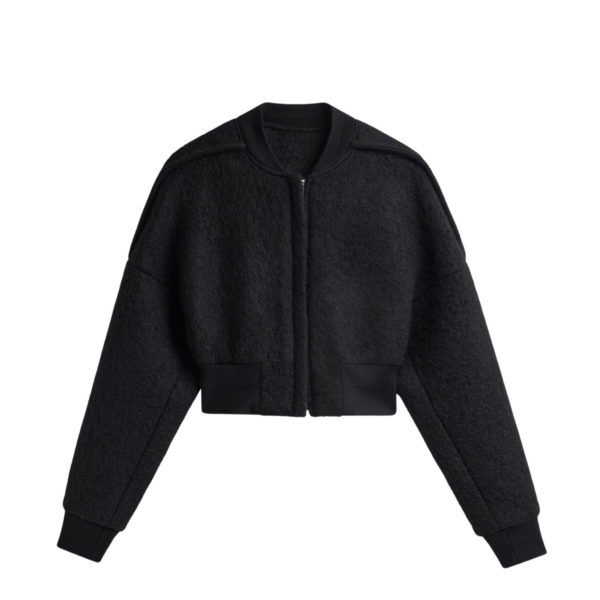 The Frankie Shop Dimaro Wool Cropped Bomber Jacket – Black