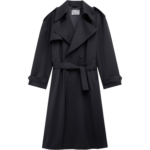 The Frankie Shop Dursley Tailored Trench Coat - Black - Oversized Minimalist Coats in Black - Shop at Luxury Shoes 