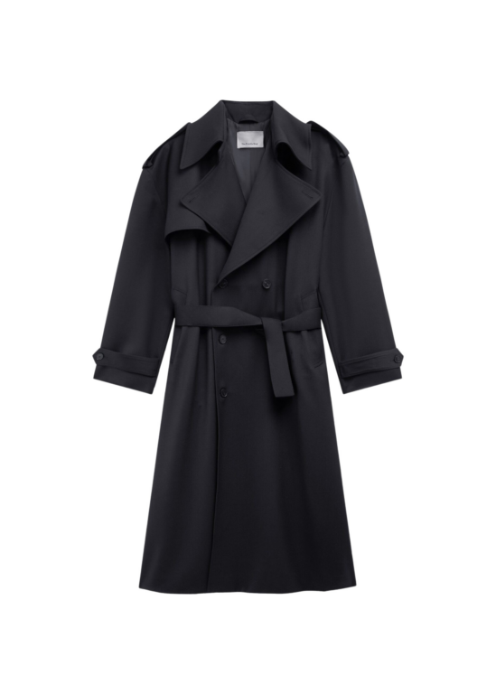 The Frankie Shop Dursley Tailored Trench Coat - Black - Oversized Minimalist Coats in Black - Shop at Luxury Shoes 