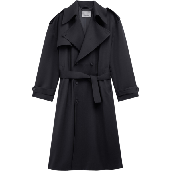 The Frankie Shop Dursley Tailored Trench Coat - Black - Oversized Minimalist Coats in Black - Shop at Luxury Shoes 