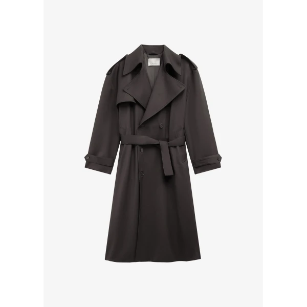 The Frankie Shop Dursley Tailored Trench Coat - Brown - Oversized Minimalist Coats in Brown - Shop at Luxury Shoes 