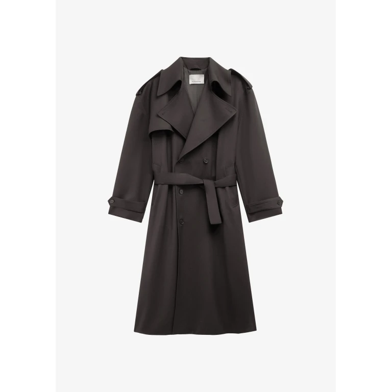 The Frankie Shop Dursley Tailored Trench Coat - Brown - Oversized Minimalist Coats in Brown - Shop at Luxury Shoes 
