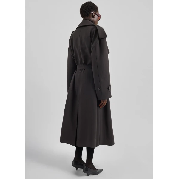 The Frankie Shop Dursley Tailored Trench Coat - Brown - Oversized Minimalist Coats in Brown - Shop at Luxury Shoes 