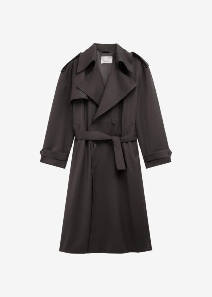 The Frankie Shop Dursley Tailored Trench Coat - Brown - Oversized Minimalist Coats in Brown - Shop at Luxury Shoes 