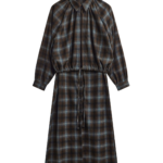 The Frankie Shop Ebell Layered Shirt Dress - Brown Plaid - Oversized Minimalist Dresses in Brown - Shop at Luxury Shoes 