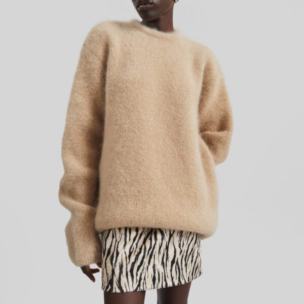 The Frankie Shop Ellery Mohair Crewneck Sweater – Beige, view 2