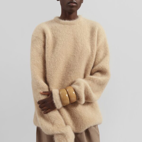 The Frankie Shop Ellery Mohair Crewneck Sweater – Beige, view 3