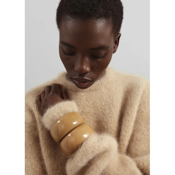 The Frankie Shop Ellery Mohair Crewneck Sweater - Beige - Oversized Minimalist Knitwear in Beige - Shop at Luxury Shoes 