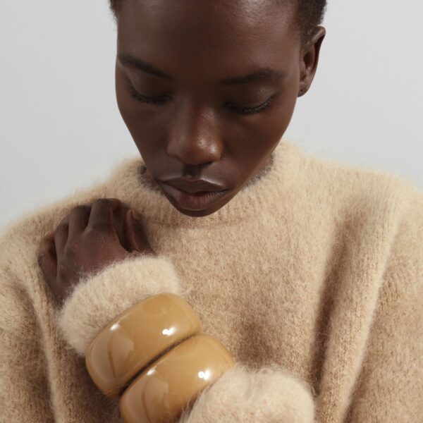 The Frankie Shop Ellery Mohair Crewneck Sweater – Beige, view 4