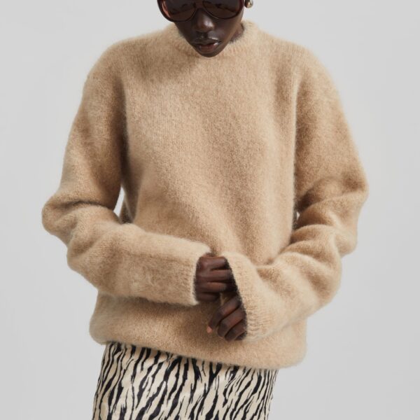 The Frankie Shop Ellery Mohair Crewneck Sweater – Beige, view 5