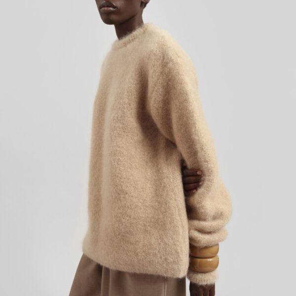 The Frankie Shop Ellery Mohair Crewneck Sweater – Beige, view 7