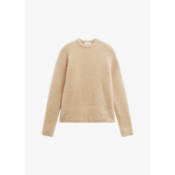 The Frankie Shop Ellery Mohair Crewneck Sweater - Beige - Oversized Minimalist Knitwear in Beige - Shop at Luxury Shoes 