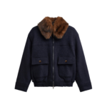 The Frankie Shop Elmont Brushed Wool Quilted Jacket - Dark Navy - Oversized Minimalist Jackets in Blue - Shop at Luxury Shoes 