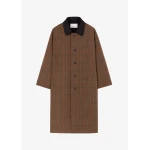 The Frankie Shop Elton Reversible Car Coat - Brown Glen Plaid - Oversized Minimalist Coats in Brown - Shop at Luxury Shoes 