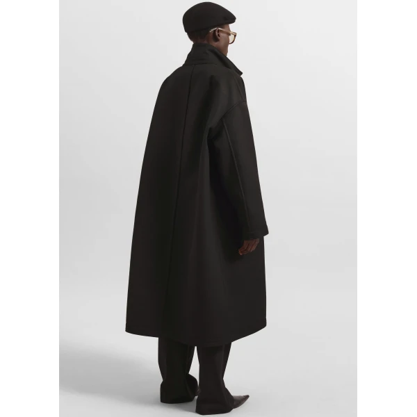 The Frankie Shop Elton Reversible Car Coat - Brown Glen Plaid - Oversized Minimalist Coats in Brown - Shop at Luxury Shoes 