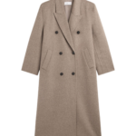 The Frankie Shop Gaia Double Breasted Coat - Taupe Melange - Oversized Minimalist Coats in Brown - Shop at Luxury Shoes 