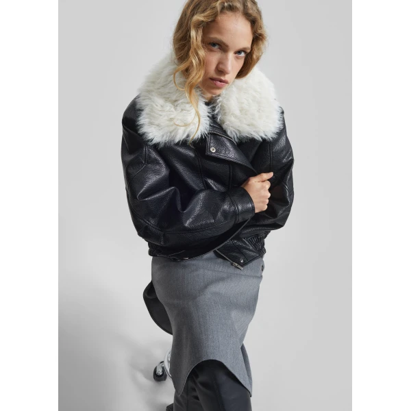The Frankie Shop Gemonio Faux Leather Jacket - Black - Oversized Minimalist Jackets in Black - Shop at Luxury Shoes 