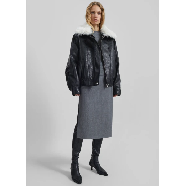 The Frankie Shop Gemonio Faux Leather Jacket - Black - Oversized Minimalist Jackets in Black - Shop at Luxury Shoes 
