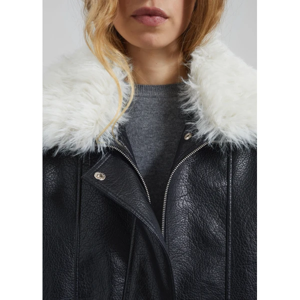 The Frankie Shop Gemonio Faux Leather Jacket - Black - Oversized Minimalist Jackets in Black - Shop at Luxury Shoes 