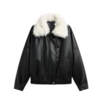 The Frankie Shop Gemonio Faux Leather Jacket - Black - Oversized Minimalist Jackets in Black - Shop at Luxury Shoes 