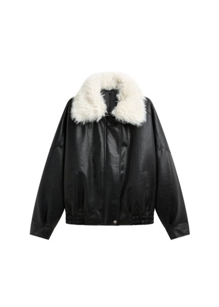 The Frankie Shop Gemonio Faux Leather Jacket - Black - Oversized Minimalist Jackets in Black - Shop at Luxury Shoes 