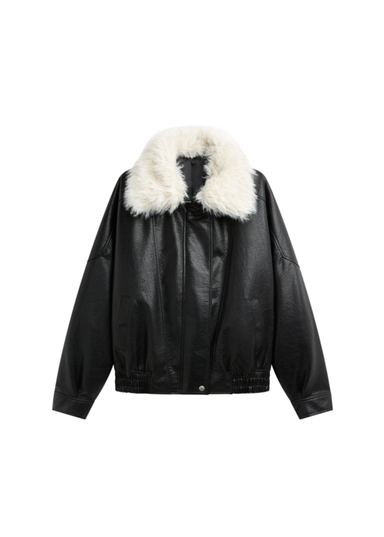 The Frankie Shop Gemonio Faux Leather Jacket - Black - Oversized Minimalist Jackets in Black - Shop at Luxury Shoes 