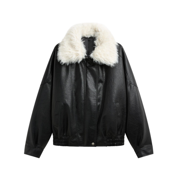 The Frankie Shop Gemonio Faux Leather Jacket - Black - Oversized Minimalist Jackets in Black - Shop at Luxury Shoes 