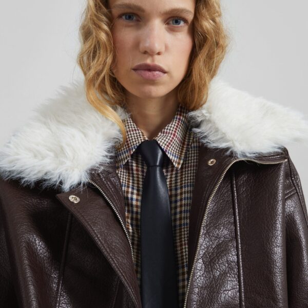 The Frankie Shop Gemonio Faux Leather Jacket – Brown, view 5
