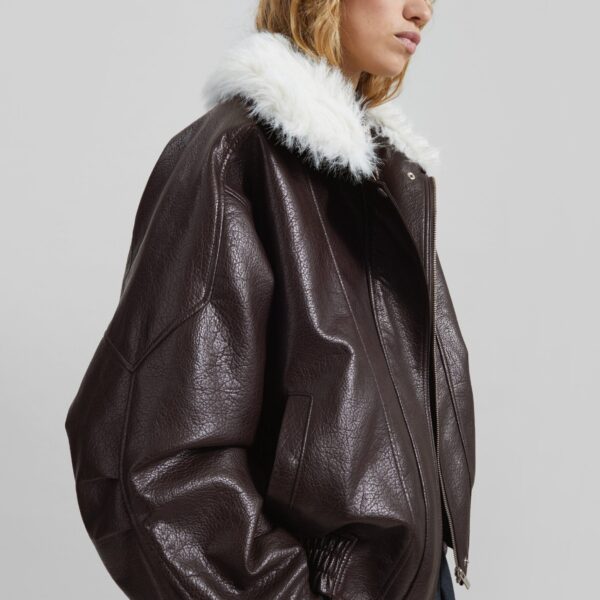 The Frankie Shop Gemonio Faux Leather Jacket – Brown, view 6