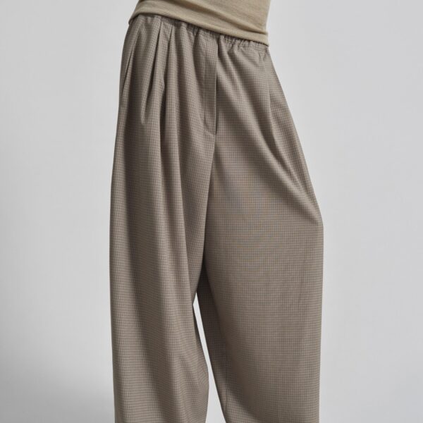 The Frankie Shop Gistel Pleated Pants – Beige Plaid, view 2