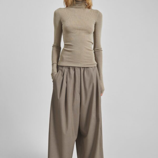 The Frankie Shop Gistel Pleated Pants – Beige Plaid, view 7